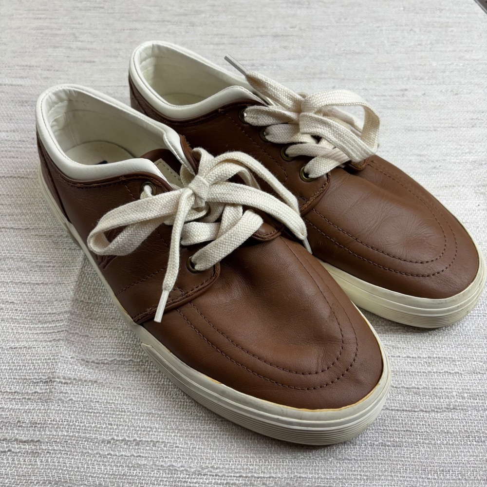 Polo Ralph Lauren Faxon Low‎ Brown Leather Sneakers Mens 8.5 D Preppy - Picture 6 of 10
